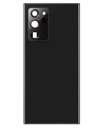Stock up on the back glass with camera lens and adhesive for Galaxy Note 20 Ultra in Mystic Black, no logo.
