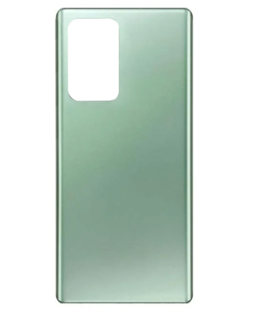 Shop the back glass with camera lens and adhesive for Galaxy Note 20 Ultra in Mystic Green, no logo.
