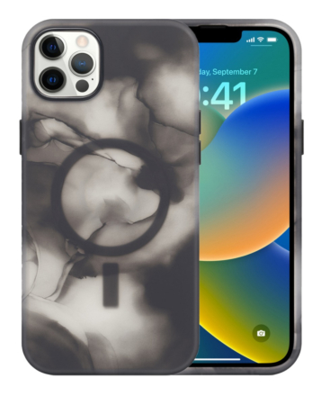 Full Ink Painting Wireless Charging Case - BLACK for iPhone 12 / 12 Pro (Only Ground Shipping)