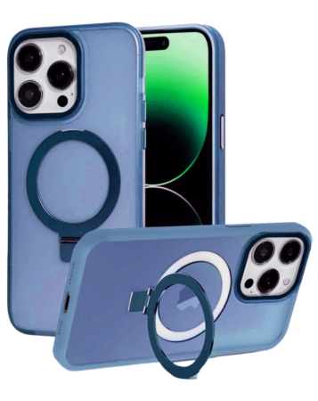 Carbon Wireless Charging Case (DARK BLUE) for iPhone 12 / 12 Pro with Ring Stand (Only Ground Shipping)