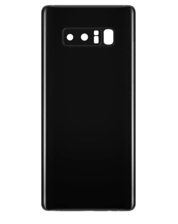 Shop the Back Glass with Camera Lens and Adhesive for Galaxy Note 8 in Midnight Black, no logo.