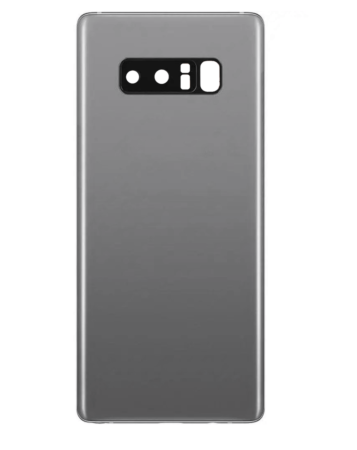 Stock up on the Back Glass with Camera Lens and Adhesive for Galaxy Note 8 in Arctic Silver, no logo.