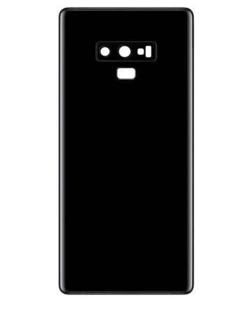 Buy the Back Glass with Camera Lens and Adhesive for Galaxy Note 9 in Midnight Black, no logo.