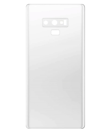 Purchase the Back Glass with Camera Lens and Adhesive for Galaxy Note 9 in Alpine White, no logo.