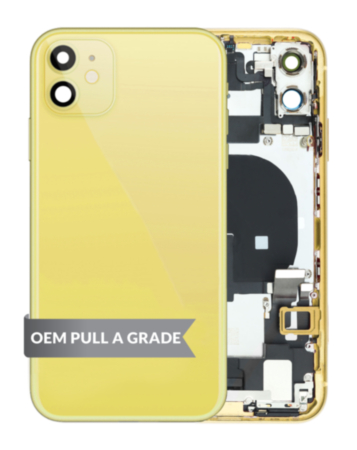 Back Housing Frame with Charging Port Flex & Small Parts for iPhone 11 (YELLOW) (OEM Pull A Grade)