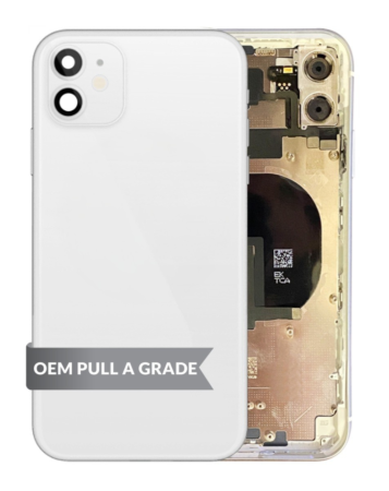 Back Housing Frame with Small Components Pre-Installed for iPhone 11 (WHITE) (OEM Pull A Grade)