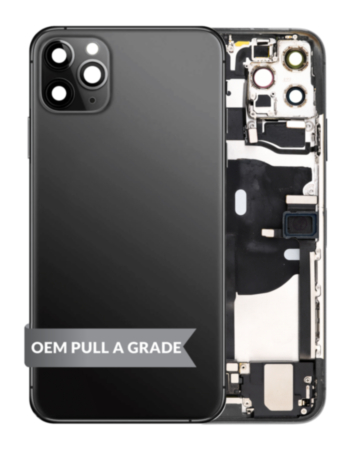 Back Housing Frame with Charging Port Flex & Small Parts for iPhone 11 Pro Max (SPACE GRAY) (OEM Pull A Grade)