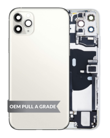 Back Housing Frame with Charging Port Flex & Small Parts for iPhone 11 Pro Max (SILVER) (OEM Pull A Grade)