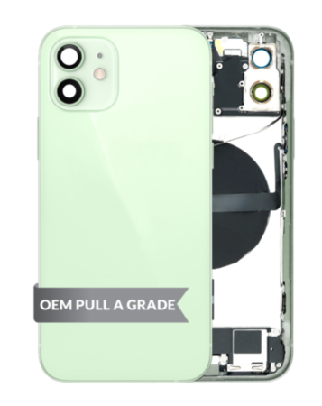 Back Housing Frame with Charging Port Flex & Small Parts for iPhone 12 (GREEN) (OEM Pull A Grade)