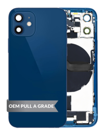 Back Housing Frame with Charging Port Flex & Small Parts for iPhone 12 Mini (BLUE) (OEM Pull A Grade)