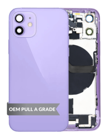 Back Housing Frame with Charging Port Flex & Small Parts for iPhone 12 Min (PURPLE) (OEM Pull A Grade)