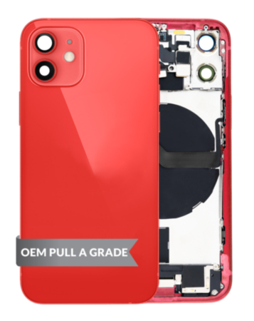 Back Housing Frame with Charging Port Flex & Small Parts for iPhone 12 Mini (RED) (OEM Pull A Grade)