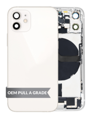 Back Housing Frame with Charging Port Flex & Small Parts for iPhone 12 Mini (WHITE) (OEM Pull A Grade)