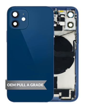Back Housing Frame with Charging Port Flex & Small Parts for iPhone 12 Mini (International) (BLUE) (OEM Pull A Grade)