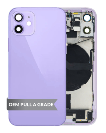 Back Housing Frame with Charging Port Flex & Small Parts for iPhone 12 Mini (International) (PURPLE) (OEM Pull A Grade)