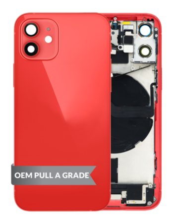 Back Housing Frame with Charging Port Flex & Small Parts for iPhone 12 Mini (International) (RED) (OEM Pull A Grade)