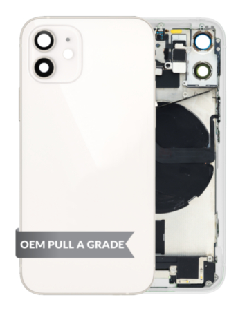 Back Housing Frame with Charging Port Flex & Small Parts for iPhone 12 Mini (International) (WHITE) (OEM Pull A Grade)