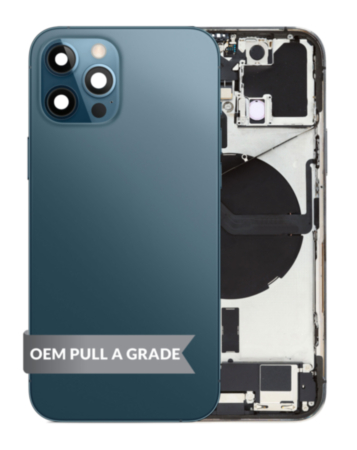 Back Housing Frame with Charging Port Flex & Small Parts for iPhone 12 Pro (PACIFIC BLUE) (OEM Pull A Grade)