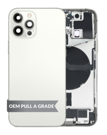 Back Housing Frame with Charging Port Flex & Small Parts for iPhone 12 Pro (SILVER) (OEM Pull A Grade)
