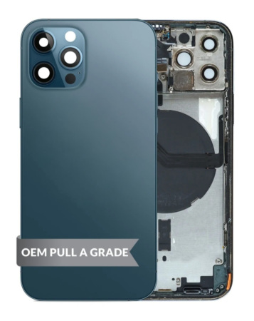 Back Housing Frame with Small Components Pre-Installed for iPhone 12 Pro (PACIFIC BLUE) (OEM Pull A Grade)