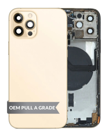 Back Housing Frame with Small Components Pre-Installed for iPhone 12 Pro (GOLD) (OEM Pull A Grade)