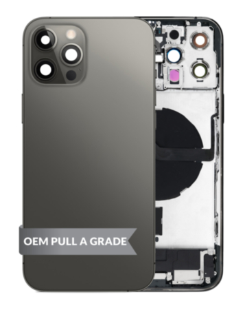 Back Housing Frame with Charging Port Flex & Small Parts for iPhone 12 Pro Max (GRAPHITE) (OEM Pull A Grade)