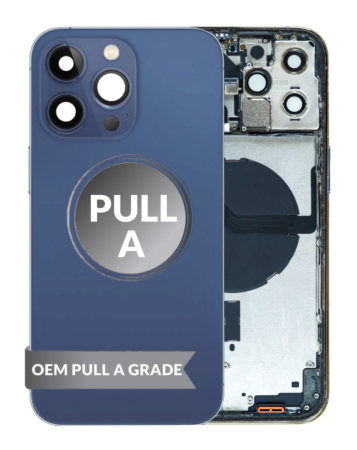 Shop the Back Housing Frame PACIFIC BLUE OEM Pull A Grade with Small Components Pre-Installed for iPhone 12 Pro Max.







