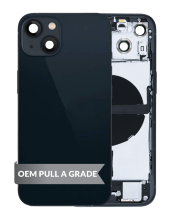 Back Housing Frame with Charging Port Flex & Small Parts for iPhone 13 (MIDNIGHT) (US Version) (OEM Pull A Grade)