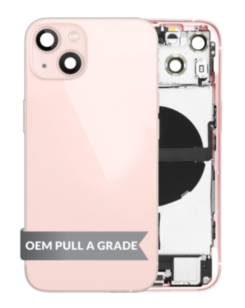 Back Housing Frame with Charging Port Flex & Small Parts for iPhone 13 (PINK) (US Version) (OEM Pull A Grade)