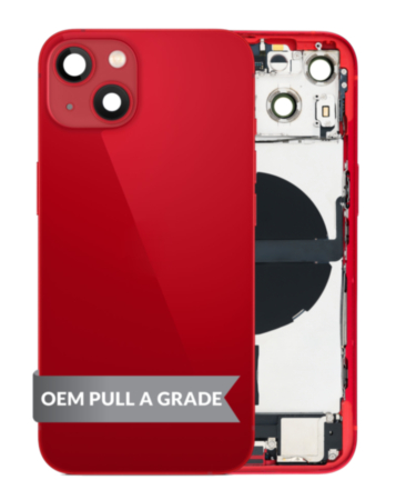Back Housing Frame with Charging Port Flex & Small Parts for iPhone 13 (RED) (US Version) (OEM Pull A Grade)