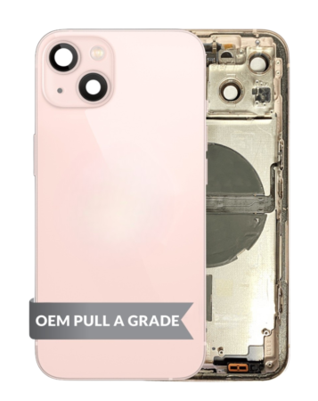 Back Housing Frame with Small Components Pre-Installed for iPhone 13 (PINK) (US Version) (OEM Pull A Grade)