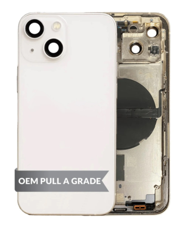 Back Housing Frame (STARLIGHT) (US Version) (OEM Pull A Grade) with Small Components Pre-Installed for iPhone 13