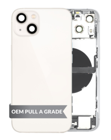 Back Housing Frame with Charging Port Flex & Small Parts for iPhone 13 (WHITE) (International) (OEM Pull A Grade)