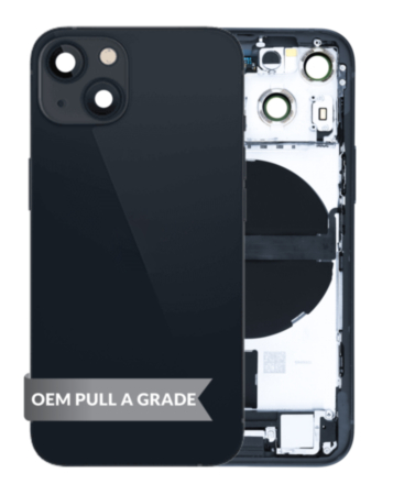 Back Housing Frame with Charging Port Flex & Small Parts for iPhone 13 Mini (MIDNIGHT) (US Version) (OEM Pull A Grade)