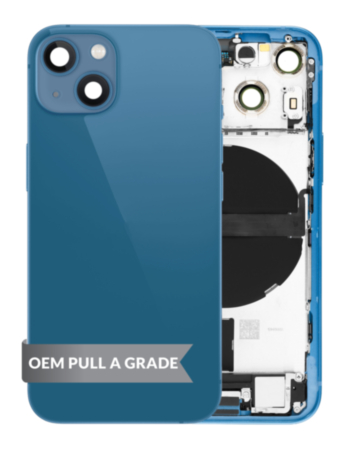 Back Housing Frame with Charging Port Flex & Small Parts for iPhone 13 Mini (BLUE) (US Version) (OEM Pull A Grade)