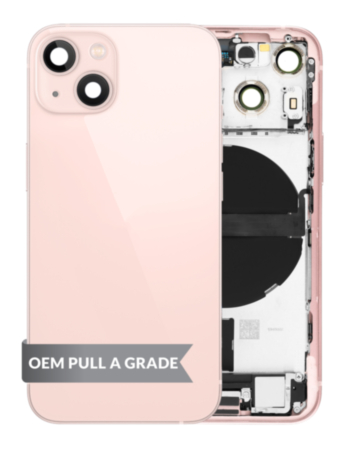 Back Housing Frame with Charging Port Flex & Small Parts for iPhone 13 Mini (PINK) (US Version) (OEM Pull A Grade)