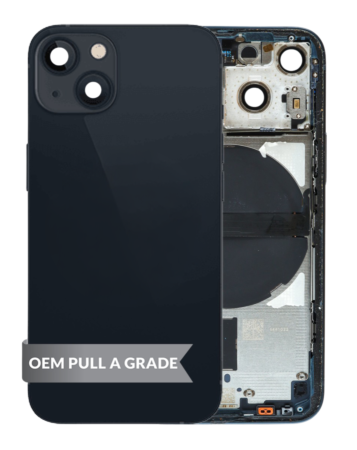 Back Housing Frame (MIDNIGHT) (US Version) (OEM Pull A Grade) with Small Components Pre-Installed for iPhone 13 Mini