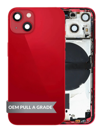 Back Housing Frame (RED) (US Version) (OEM Pull A Grade) with Small Components Pre-Installed for iPhone 13 Mini