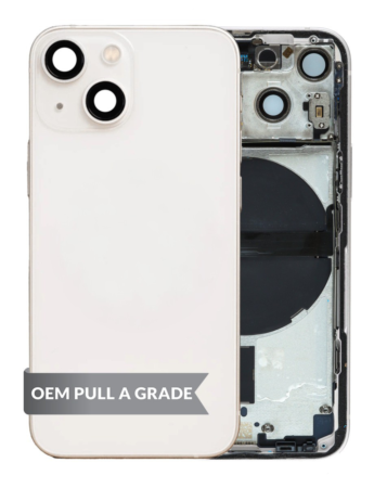 Back Housing Frame (STARLIGHT) (US Version) (OEM Pull A Grade) with Small Components Pre-Installed for iPhone 13 Mini