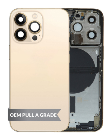 Back Housing Frame (GOLD) (US Version) (OEM Pull A Grade) with Small Components Pre-Installed for iPhone 13 Pro