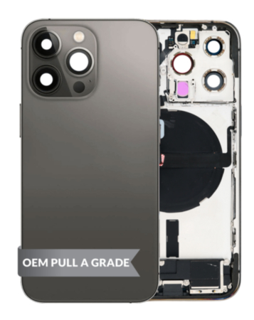 Back Housing Frame with Charging Port Flex & Small Parts for iPhone 13 Pro (SPACE BLACK) (International) (OEM Pull A Grade)