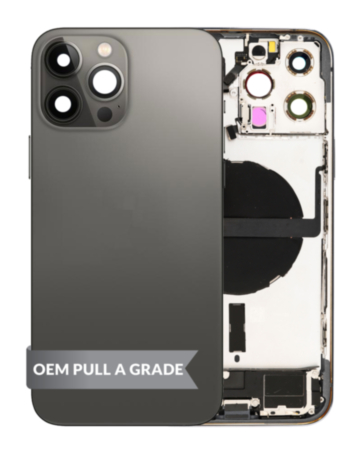 Back Housing Frame with Charging Port Flex & Small Parts for iPhone 13 Pro Max (BLACK) (International) (OEM Pull A Grade)