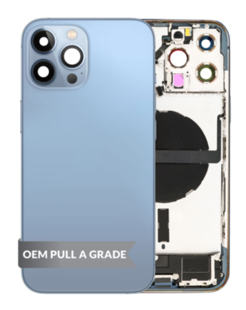 Back Housing Frame with Charging Port Flex & Small Parts for iPhone 13 Pro Max (BLUE) (International) (OEM Pull A Grade)