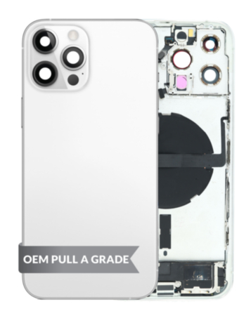 Back Housing Frame with Charging Port Flex & Small Parts for iPhone 13 Pro Max (WHITE) (International) (OEM Pull A Grade)