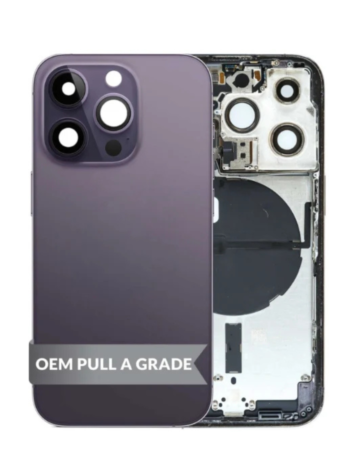 Back Housing Frame with Small Components Pre-Installed for iPhone 14 Pro (DEEP PURPLE) (US Version) (OEM Pull A Grade)