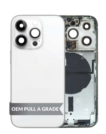 Back Housing Frame with Small Components Pre-Installed for iPhone 14 Pro (SILVER) (US Version) (OEM Pull A Grade)
