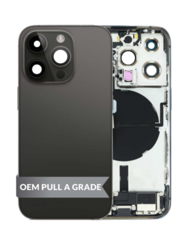 Back Housing Frame with Charging Port Flex & Small Parts for iPhone 14 Pro (BLACK) (International) (OEM Pull A Grade)