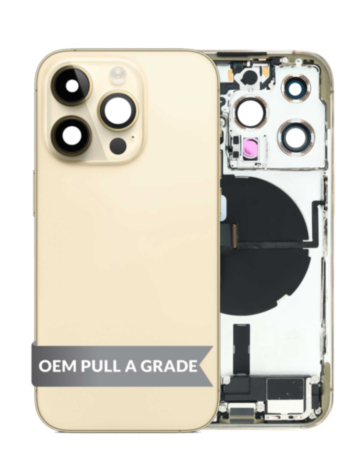 Back Housing Frame with Charging Port Flex & Small Parts for iPhone 14 Pro (GOLD) (International) (OEM Pull A Grade)