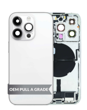 Back Housing Frame with Charging Port Flex & Small Parts for iPhone 14 Pro (SILVER) (International) (OEM Pull A Grade)