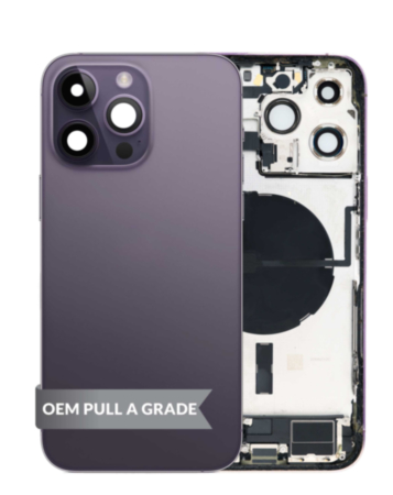 Back Housing Frame with Charging Port Flex & Small Parts for iPhone 14 Pro Max (DEEP PURPLE) (US Version) (OEM Pull A Grade)